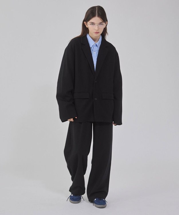 WEGO 【ユニセックス着用ITEM/MLサイズ展開】ボンディングスウェットテーラードジャケット ブラック