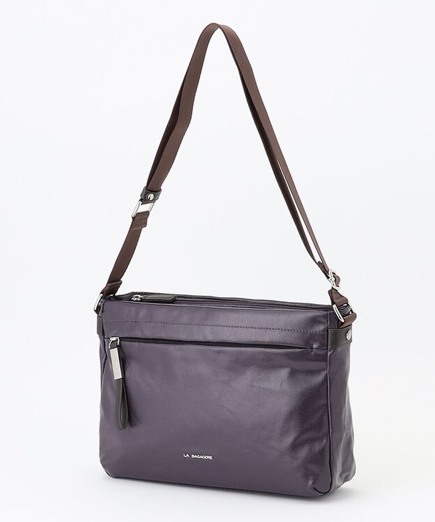 LA BAGAGERIE コーティングキャンバス ショルダーバッグ パープル