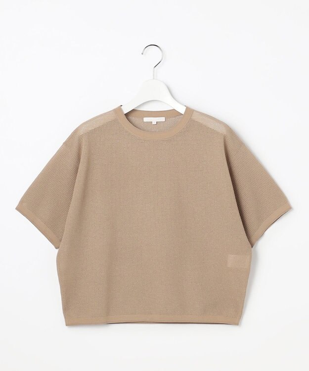 自由区 シアーメッシュニット Tシャツ モカ