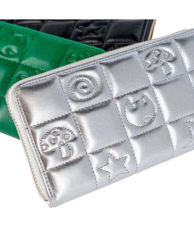 tsumori chisato CARRY ネコキルティング ラウンドファスナー長財布 シルバー