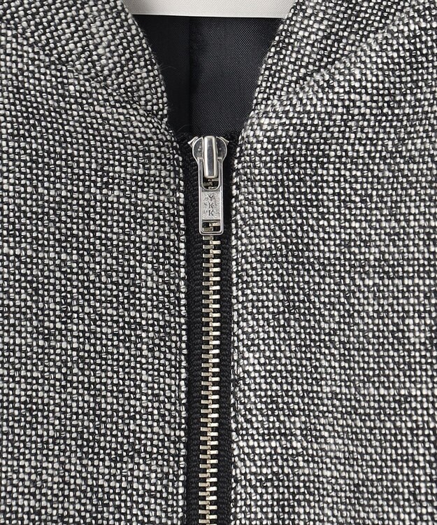 ICB 【洗える】 ライトスラブツイード ブルゾン ブラック×オフホワイト系