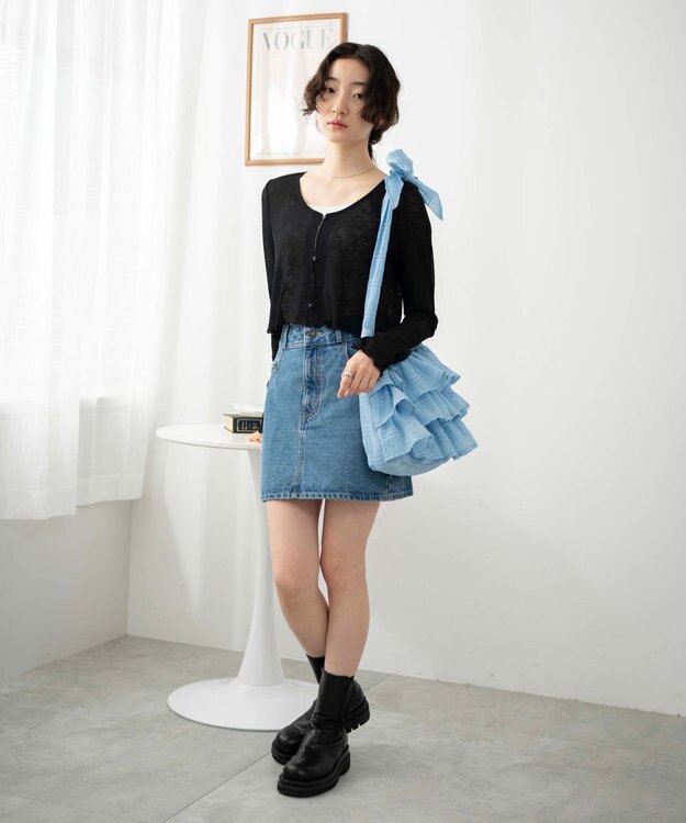 WEGO フリルショルダー サックス