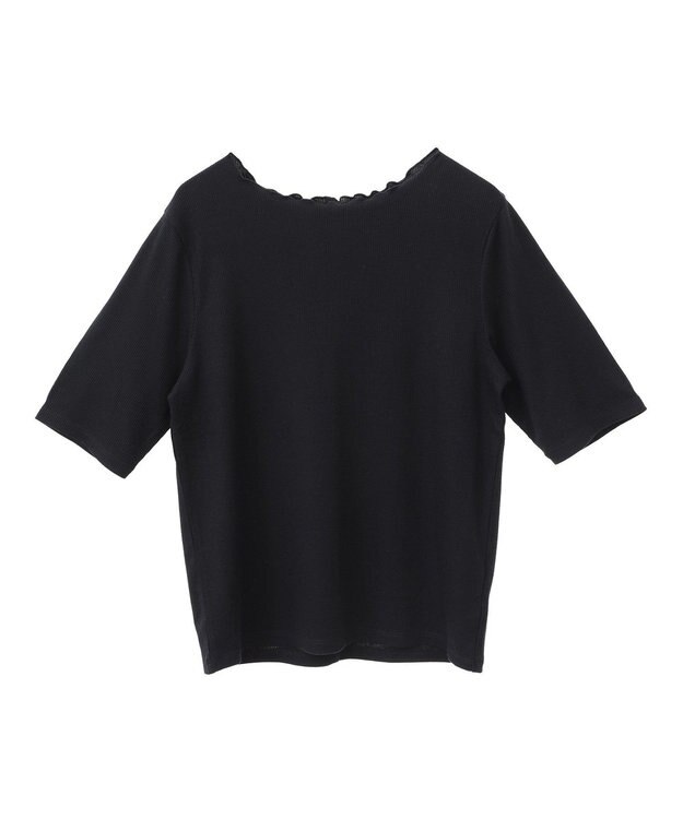 earth music&ecology リブメローショートスリーブプルオーバー Black