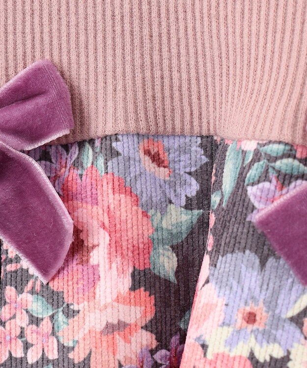 ANY KIDS 花柄 ドッキング ワンピース ピンク系花柄