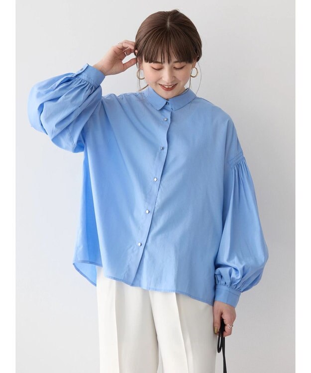 AMERICAN HOLIC ＵＶカット／接触冷感ギャザースリーブブラウス　 Sax