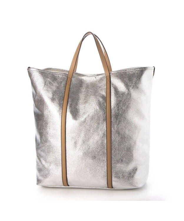 UNBILLION カシュカシュ cachecache / メタリックキャンバス1枚仕立て2wayトートバッグ シルバー