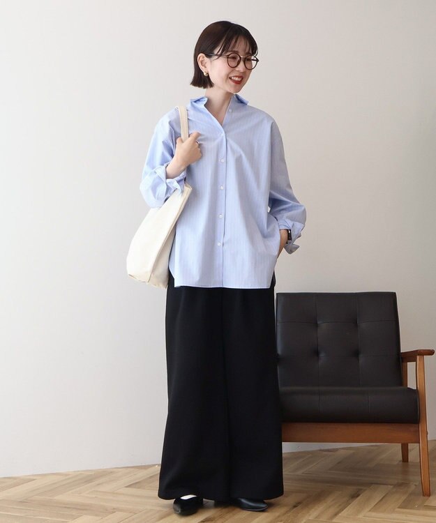 AMERICAN HOLIC 【花粉防止】【イージーケア】ベーシックシャツ Stripe Blue