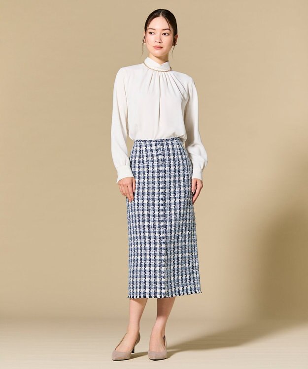 BEIGE， EVA / ハイネックロングスリーブブラウス White