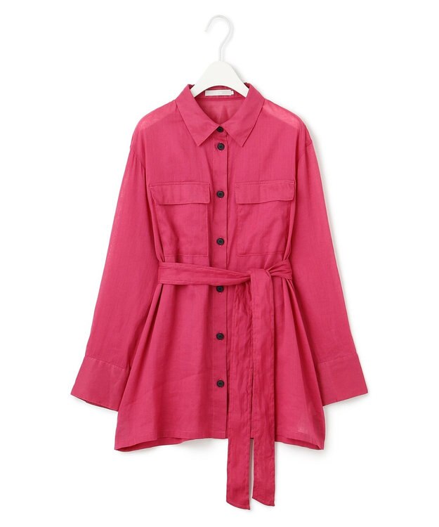 ICB 【洗える】ラミーコットンボイル シアーシャツ フューシャピンク系