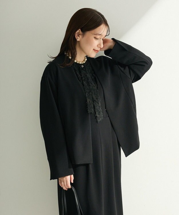 Green Parks Ｏ．洗えてストレッチ　ノーカラージャケット Black