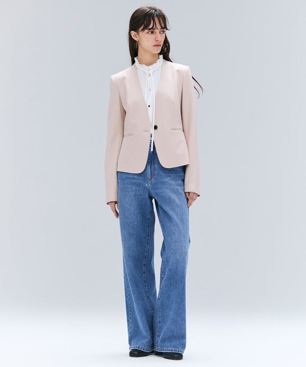 BEIGE， 【洗える】STOW / フリルタイブラウス Ecru