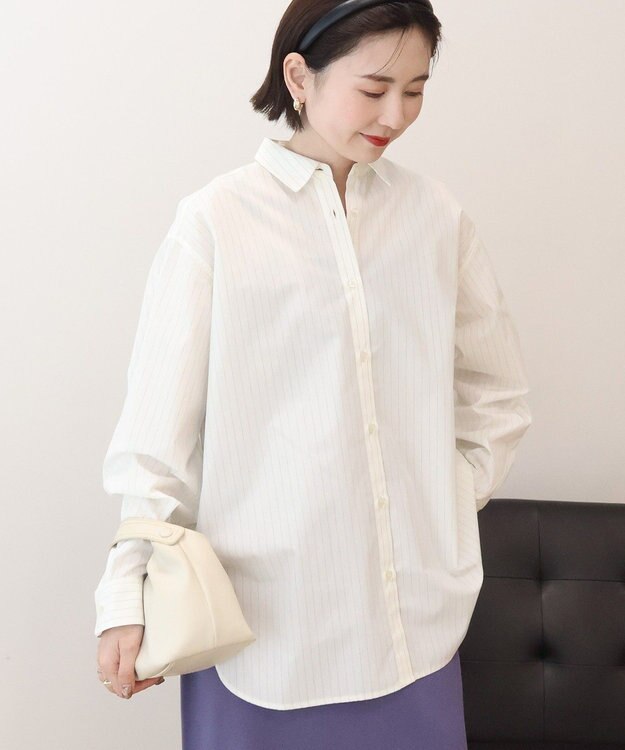 AMERICAN HOLIC 【花粉防止】【イージーケア】ベーシックシャツ Stripe Ivory