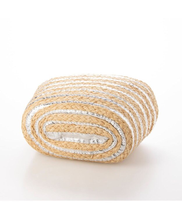 UNBILLION カシュカシュ cachecache / メタリックボーダーラフィアカゴバッグ シルバー