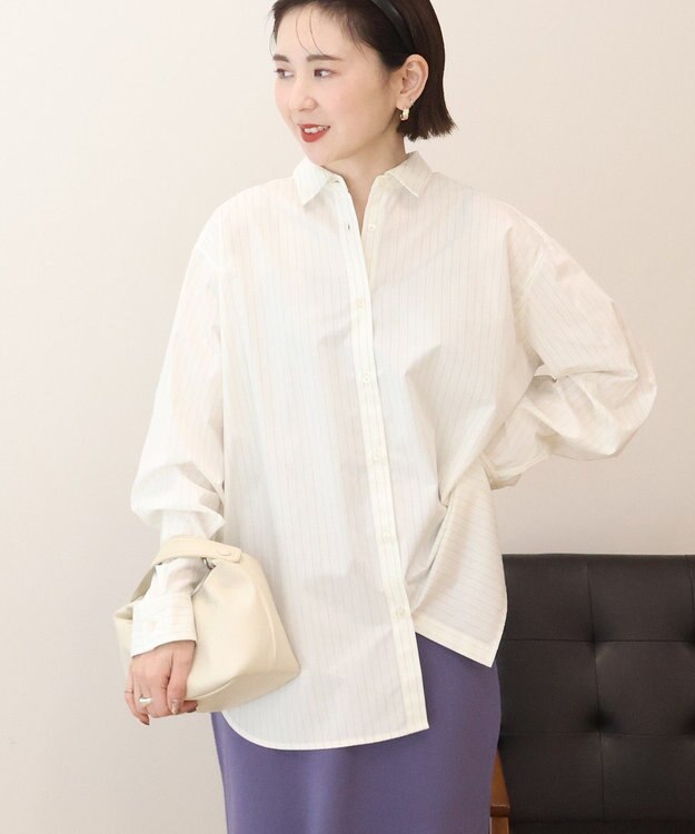 AMERICAN HOLIC 【花粉防止】【イージーケア】ベーシックシャツ Stripe Ivory