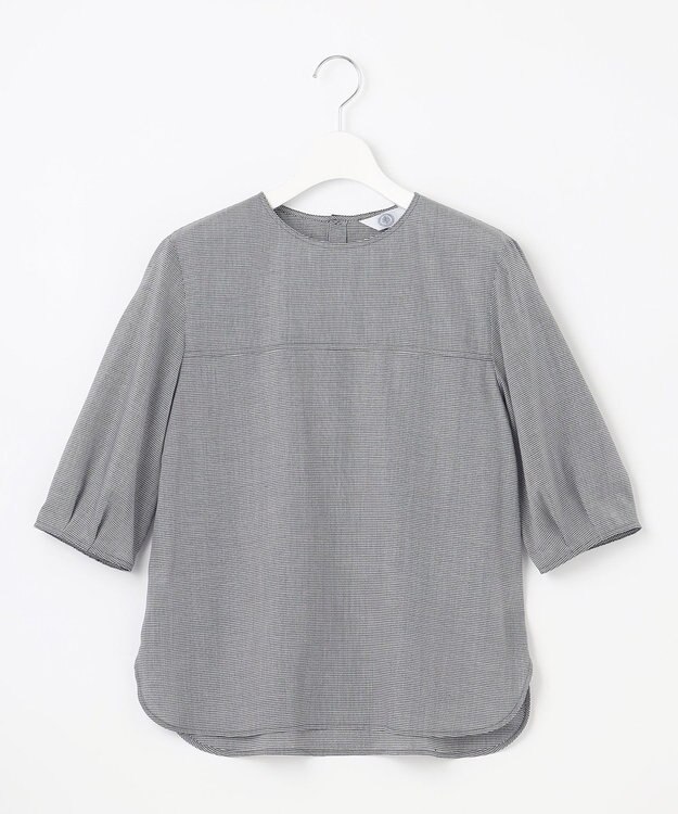 J.PRESS LADIES 【洗える】ウォッシャブルキュプラツイル タックスリーブ ブラウス ブラック系3