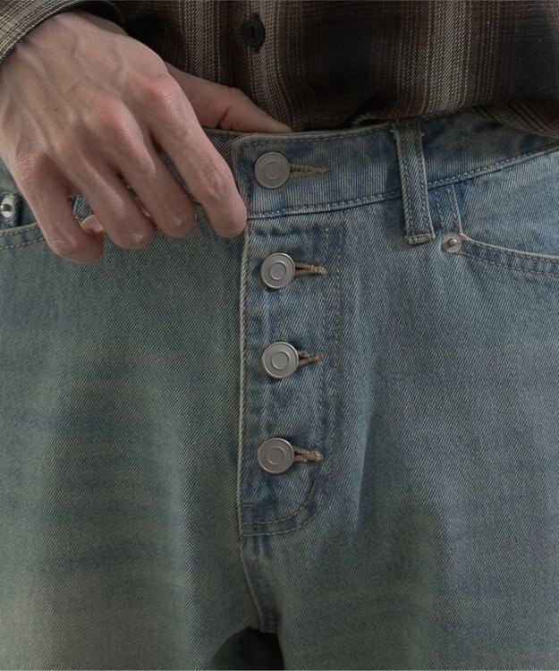 WEGO ボタンフライローライズフレアデニム デニム淡加工色