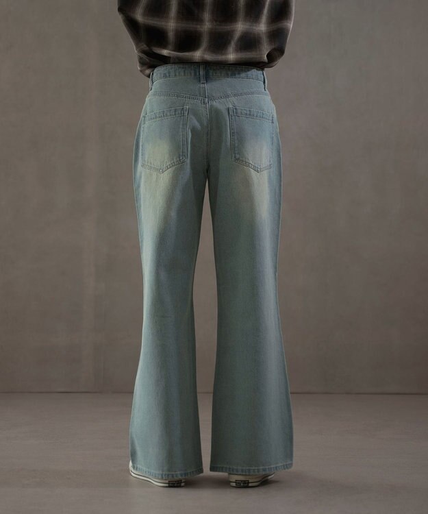 WEGO ボタンフライローライズフレアデニム デニム淡加工色