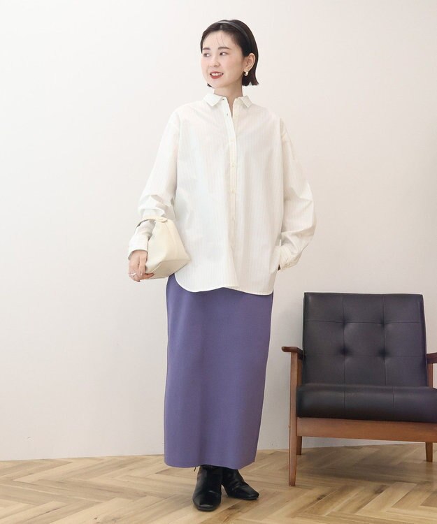 AMERICAN HOLIC 【花粉防止】【イージーケア】ベーシックシャツ Stripe Ivory