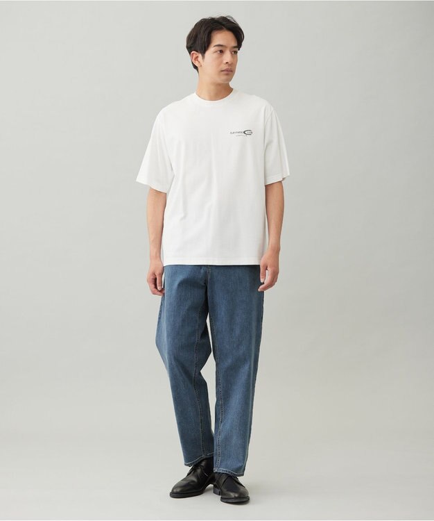 UNFILO MENS スマートストレッチ PHOTO TEE オフホワイト×グリーン
