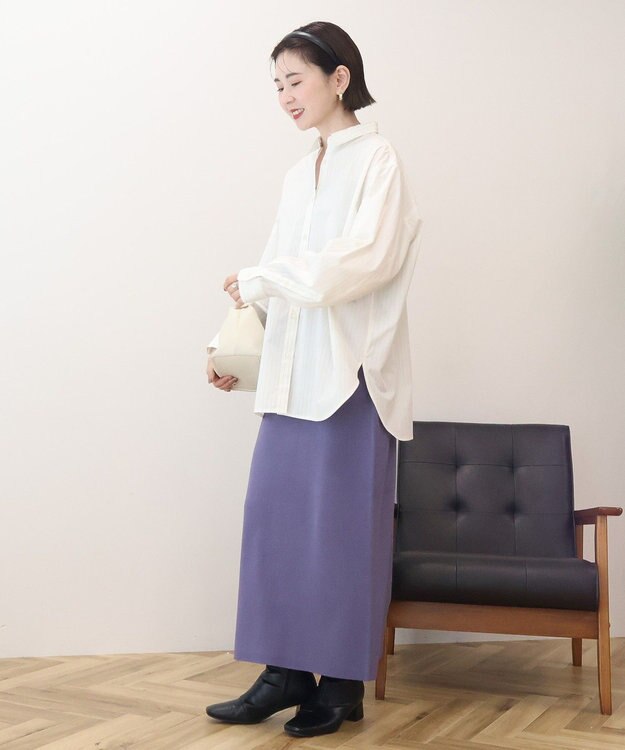 AMERICAN HOLIC 【花粉防止】【イージーケア】ベーシックシャツ Stripe Ivory