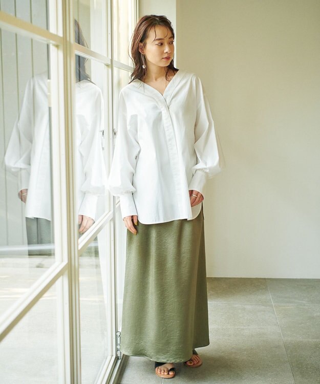 #Newans 【ANSWER for ヘルシーカジュアル】クロスリボンシャツ ホワイト系