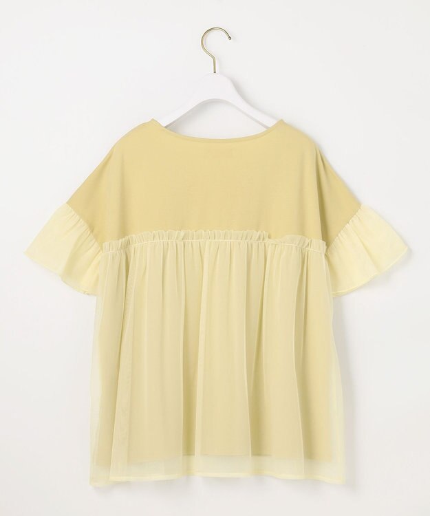 ANY SIS L 【洗える】チュール重ね プルオーバー イエロー