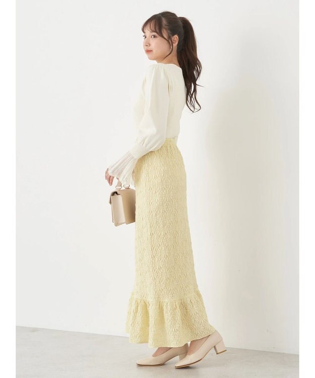 earth music&ecology 袖ポイントニットプルオーバー Ivory