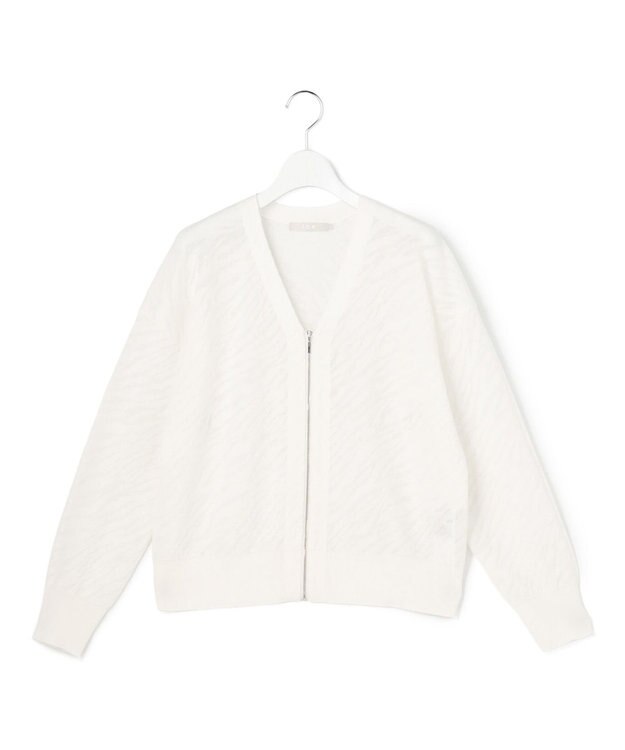ICB L シアージャカード ニットブルゾン オフホワイト