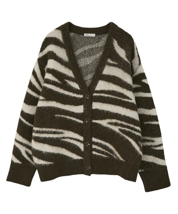 CRAFT STANDARD BOUTIQUE アニマルジャカードニットカーディガン Khaki