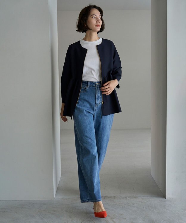 UNFILO 【VERY×UNFILOコラボ】2WAY ペプラムカーディガン ネイビー