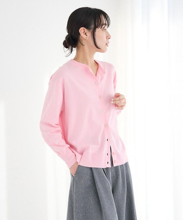 CRAFT STANDARD BOUTIQUE 選べる丈/クルーネックカーディガン Pink