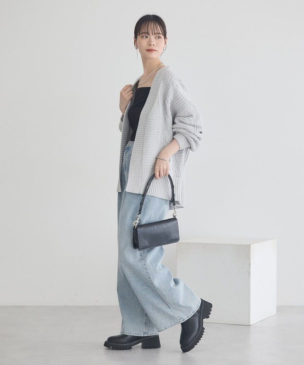 earth music&ecology マットモールカーディガン Light Gray