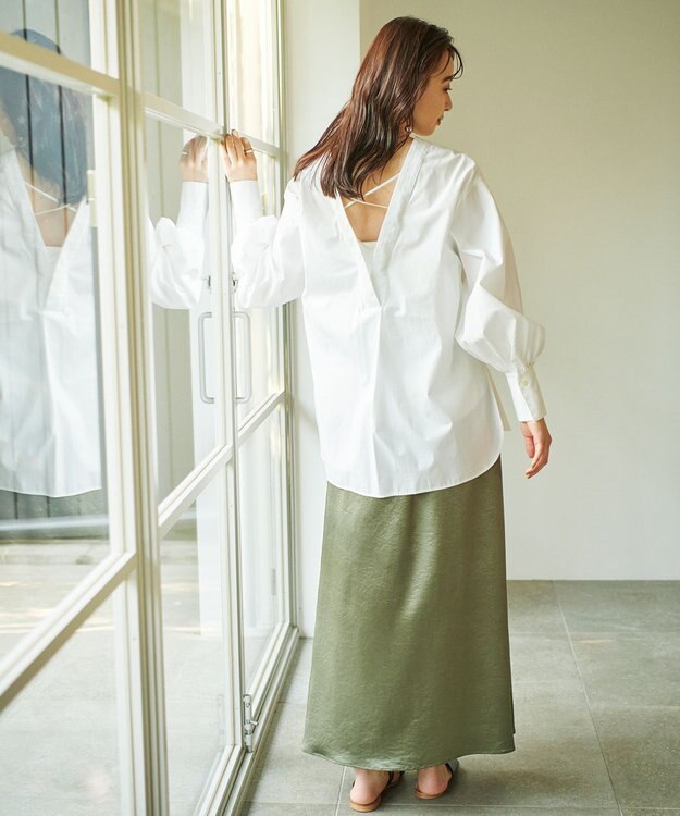 #Newans 【ANSWER for ヘルシーカジュアル】クロスリボンシャツ ホワイト系