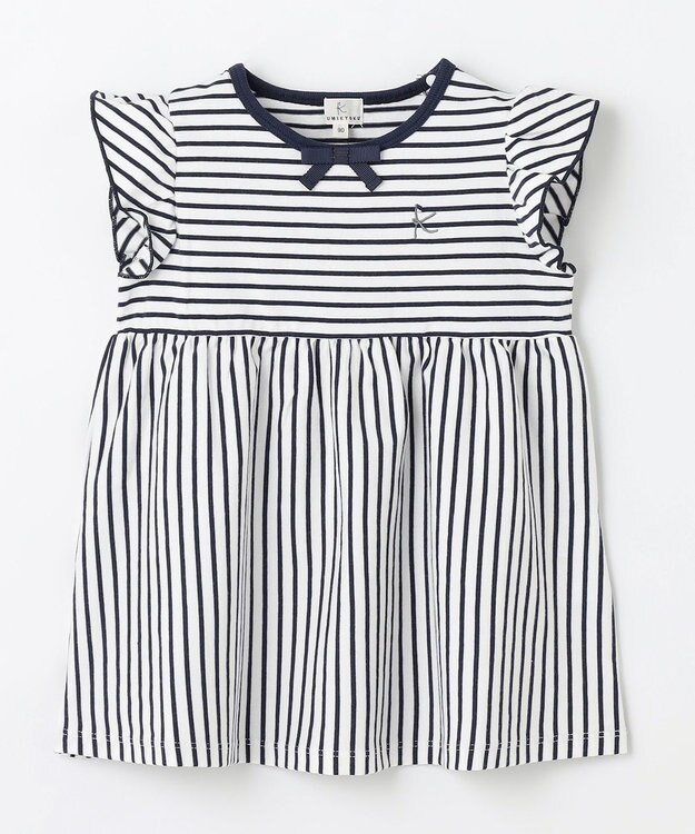 組曲 KIDS 【80-100㎝】マリンボーダー チュニック ネイビー