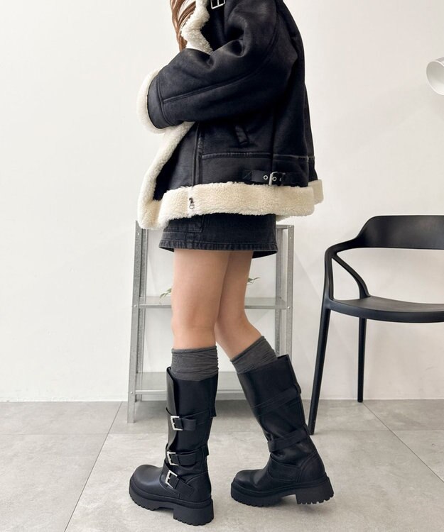 WEGO サイドベルトロングブーツ ブラック