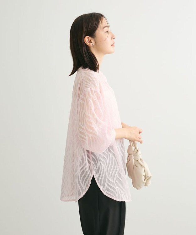 Green Parks ２ＷＡＹ　リーフジャガードシアーシャツ Pink