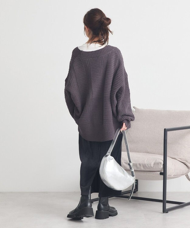 earth music&ecology マットモールカーディガン Charcoal Gray