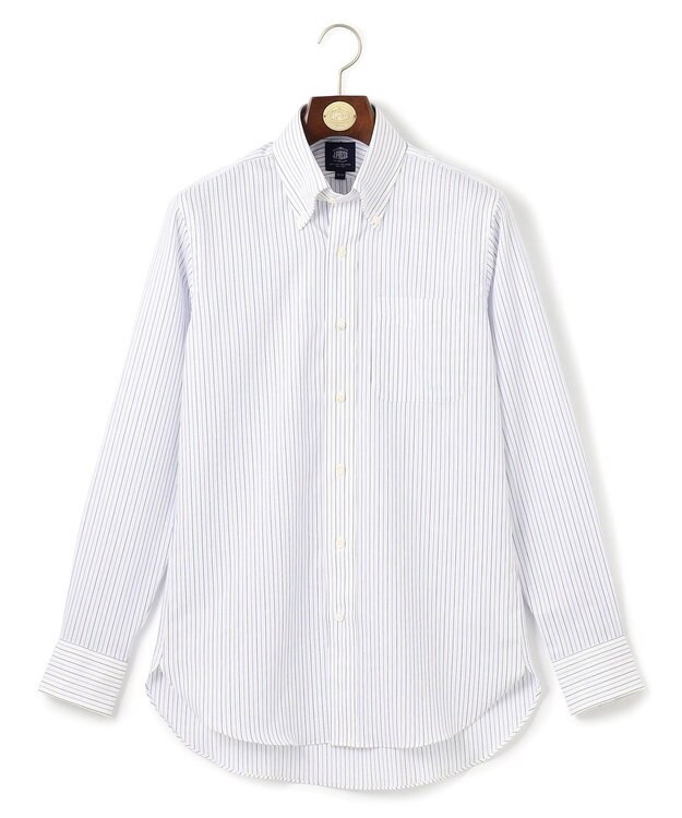 J.PRESS MEN 【PREMIUM PLEATS / 形態安定】スーピマコットンパナマストライプ ドレスシャツ / B.D. サックスブルー系1