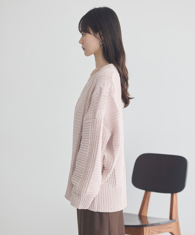 earth music&ecology マットモールカーディガン Pink