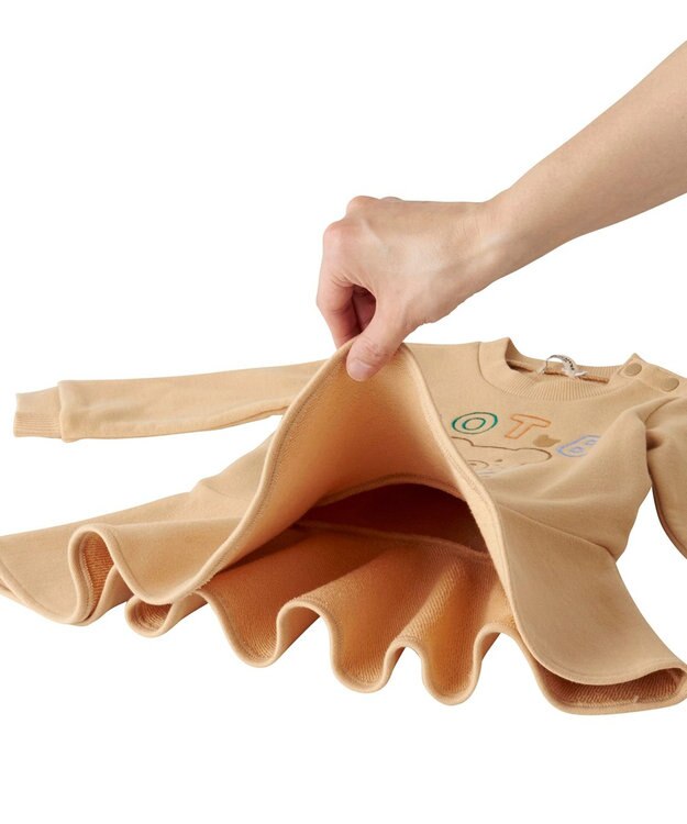 MIKI HOUSE HOT BISCUITS 【80-110cm】【NEW Color Series】裏毛パイル素材 フレアワンピース ベージュ