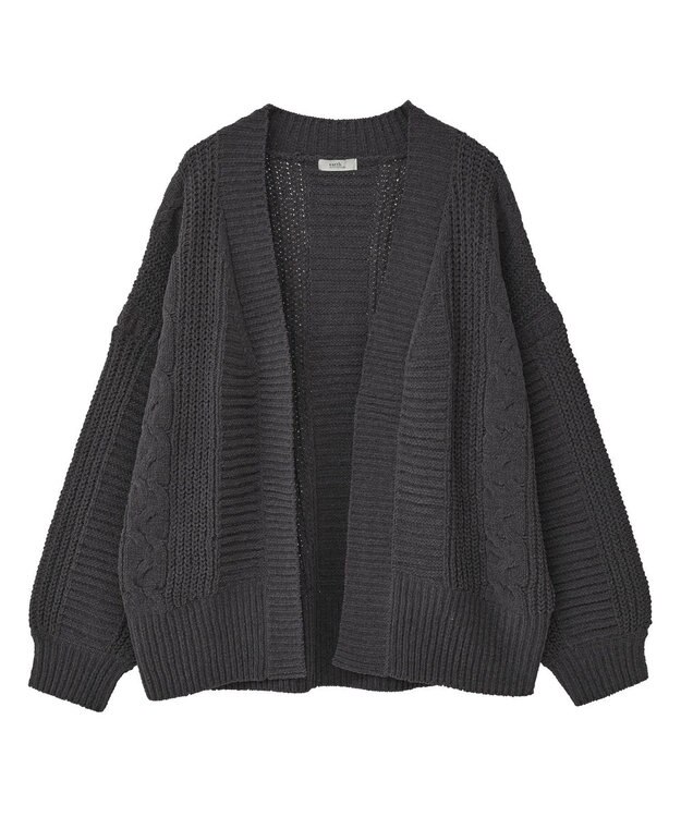 earth music&ecology マットモールカーディガン Charcoal Gray