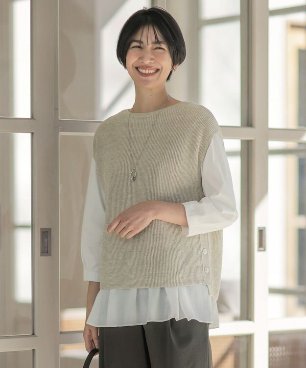 J.PRESS LADIES 【洗える】Linen Cotton Vest  ニット ベスト