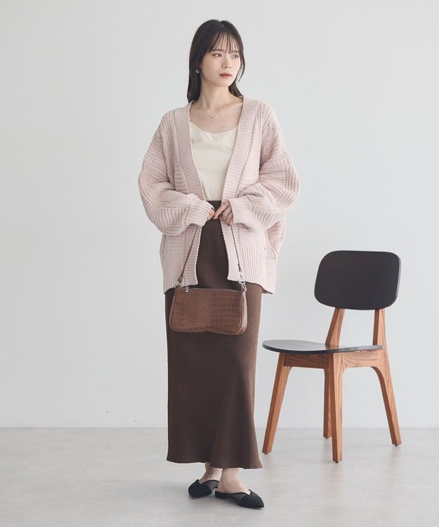 earth music&ecology マットモールカーディガン Pink