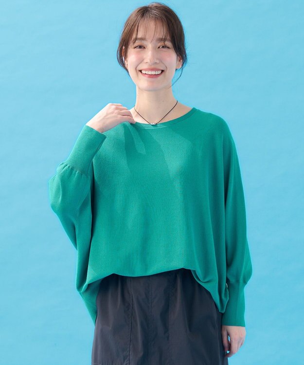 ANY 【洗濯機可/UVカット/接触冷感】クールタッチボクシーニット グリーン