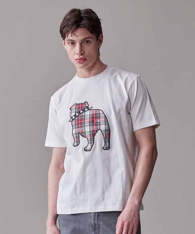 J.PRESS MEN 新色登場！【毎シーズン大好評】【UNISEX】ファブリックワッペン バックブルTシャツ ホワイト系