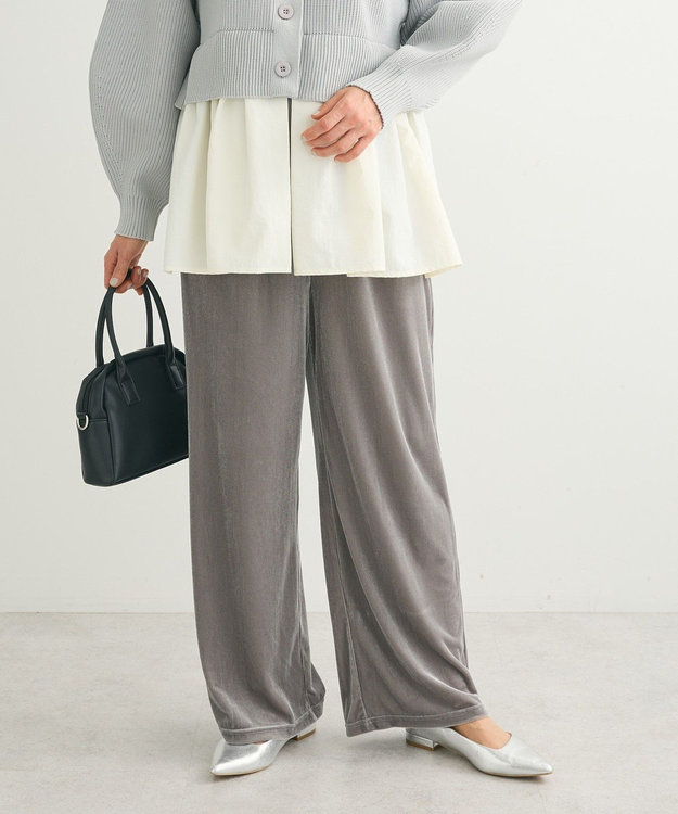 Green Parks ・ＳＵＧＡＲ　ＳＰＯＯＮ　ストライプベロアパンツ Gray