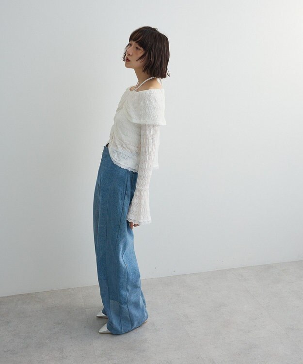 Green Parks シャーリングオフショルプルオーバー Off White