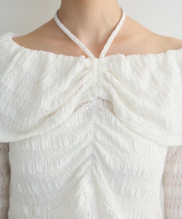 Green Parks シャーリングオフショルプルオーバー Off White