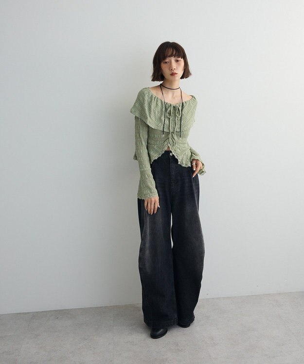 Green Parks シャーリングオフショルプルオーバー Mint