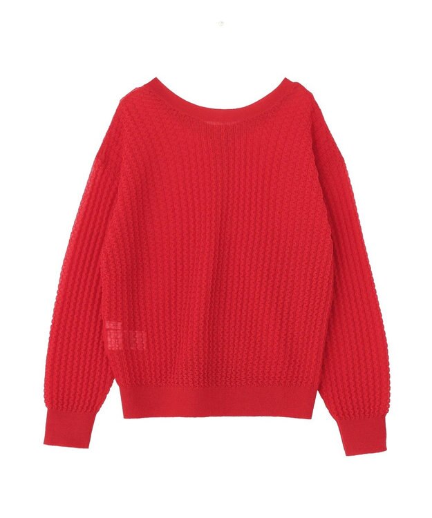 AMERICAN HOLIC 【前後2WAY】透かし編みニットカーディガン Red